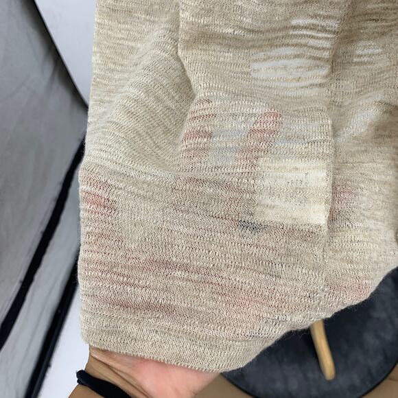 Eileen Fisher Cardigan Womens M Medium Cream Semi Sheer Linen Blend Long Sleeve - Picture 5 of 11